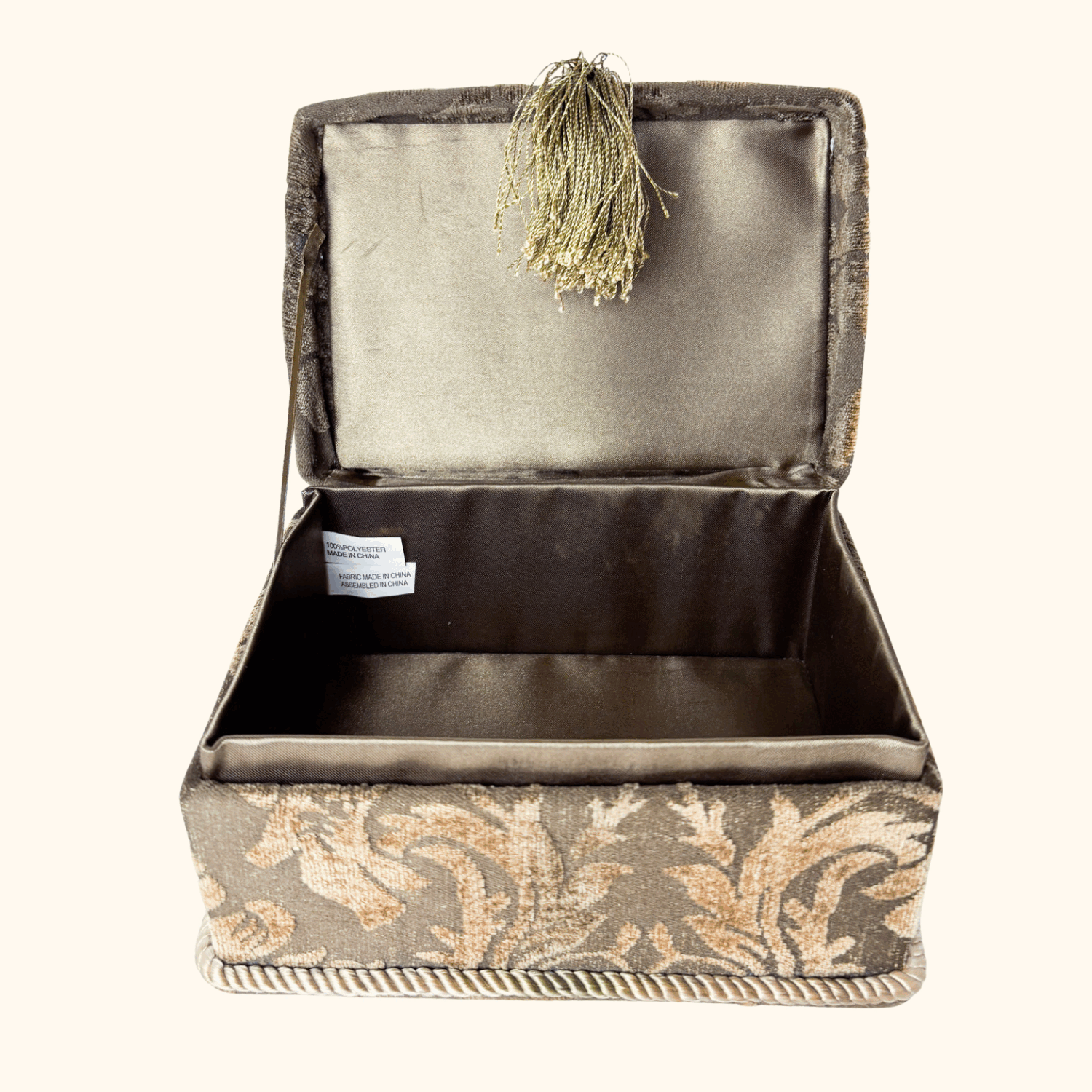 Chenille Fabric Damask Jewellery Box Sunshine Thrift
