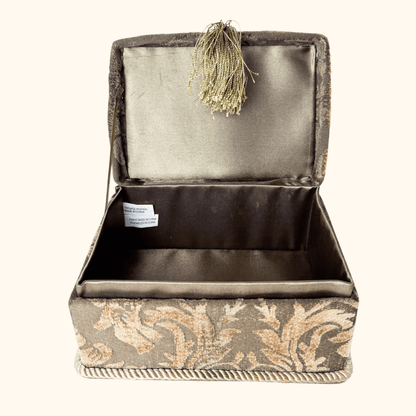 Chenille Fabric Damask Jewellery Box Sunshine Thrift