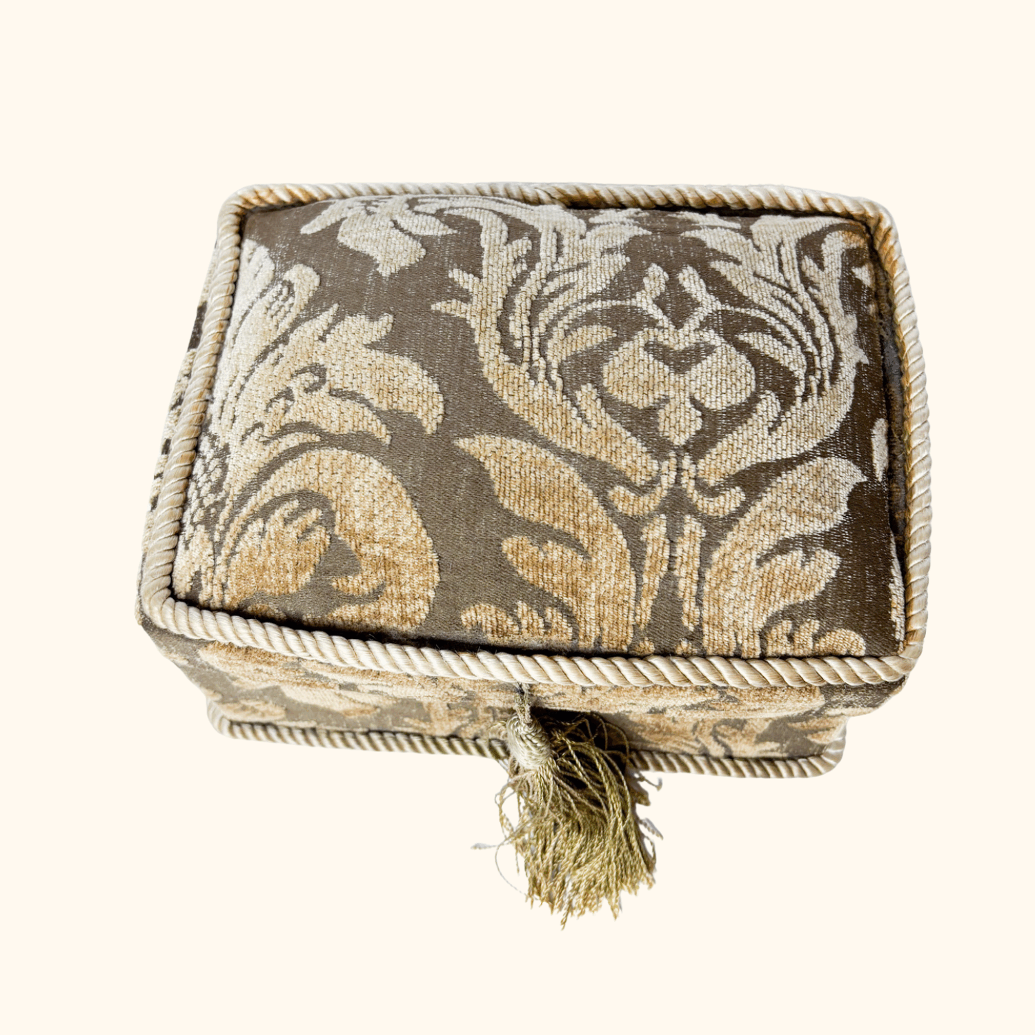 Chenille Fabric Damask Jewellery Box Sunshine Thrift