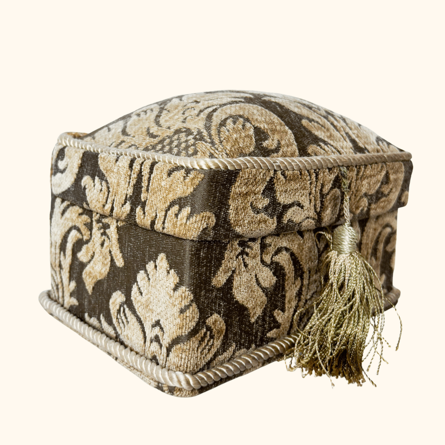 Chenille Fabric Damask Jewellery Box Sunshine Thrift