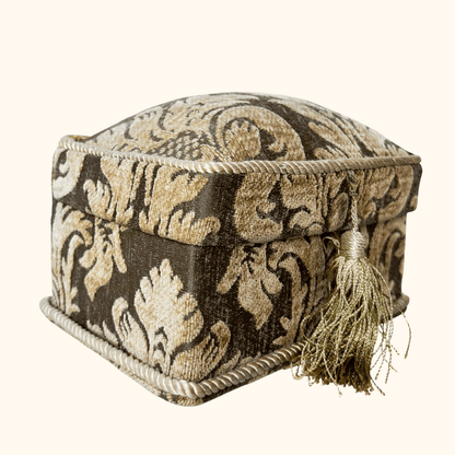 Chenille Fabric Damask Jewellery Box Sunshine Thrift