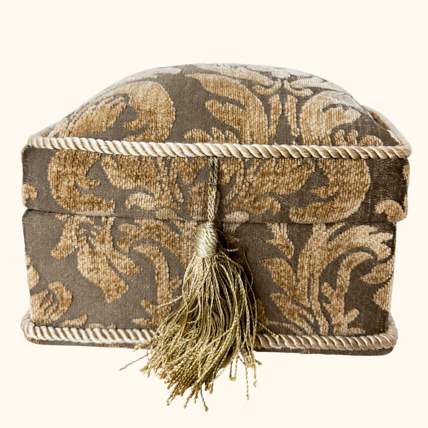 Chenille Fabric Damask Jewellery Box Sunshine Thrift