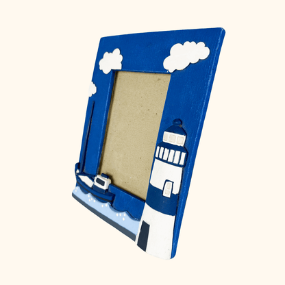 Blue Nautical Lighthouse Resin 3D Picture Frame 4x6inch Sunshine Thrift