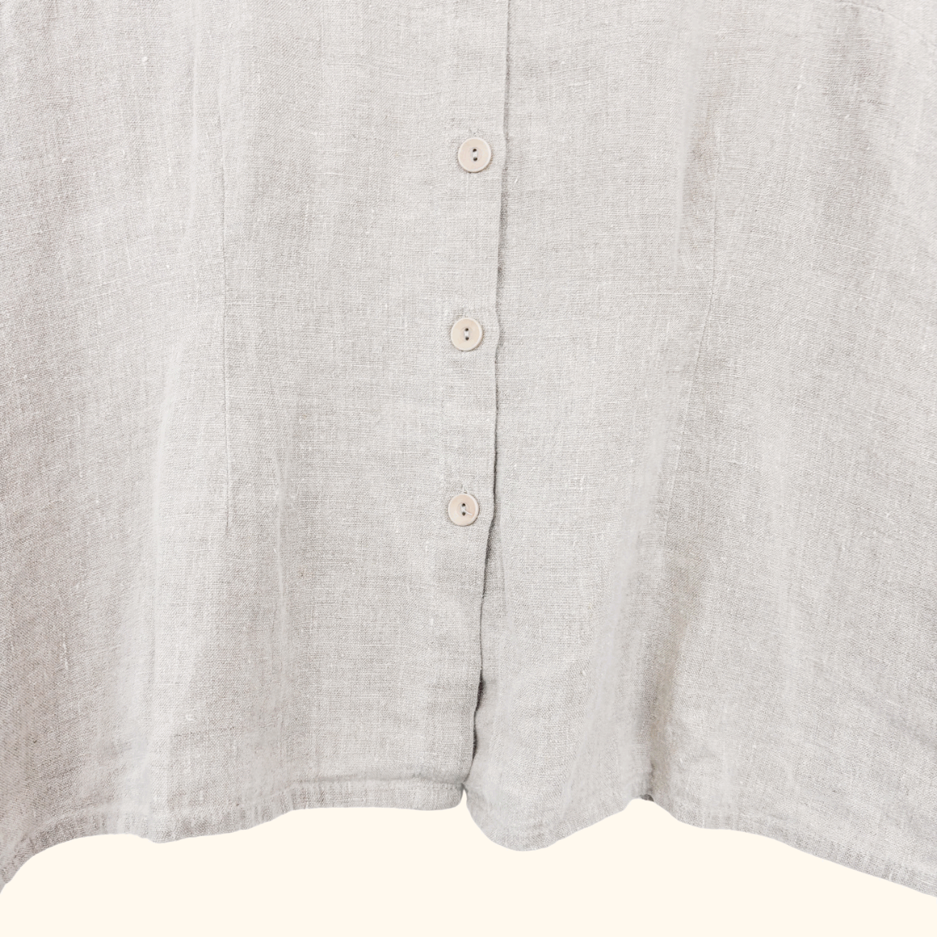 Flax 100% Linen Beige Short Sleeve Blouse - Size Medium Flax