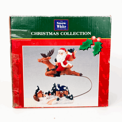 Vintage Flying Santa and Rudolph Christmas Ornament Boxed Sunshine Thrift