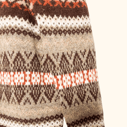 Susan Bristol Brown 100% Wool Fair Isle Cardigan - Size Medium Sunshine Thrift