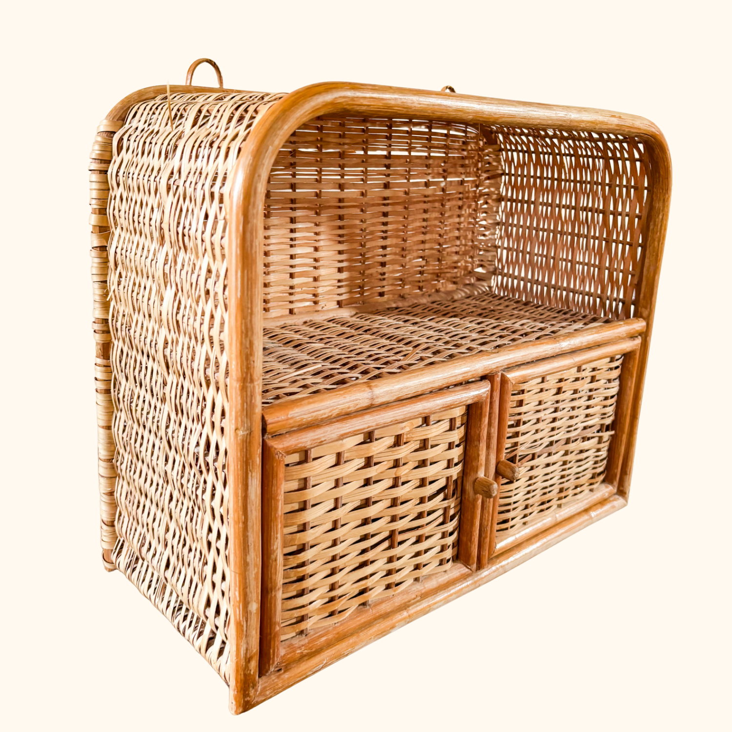 Wicker Rattan Vintage 1970s Wall Storage Sunshine Thrift