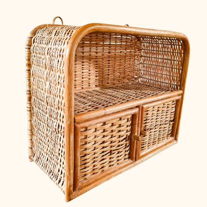 Wicker Rattan Vintage 1970s Wall Storage Sunshine Thrift