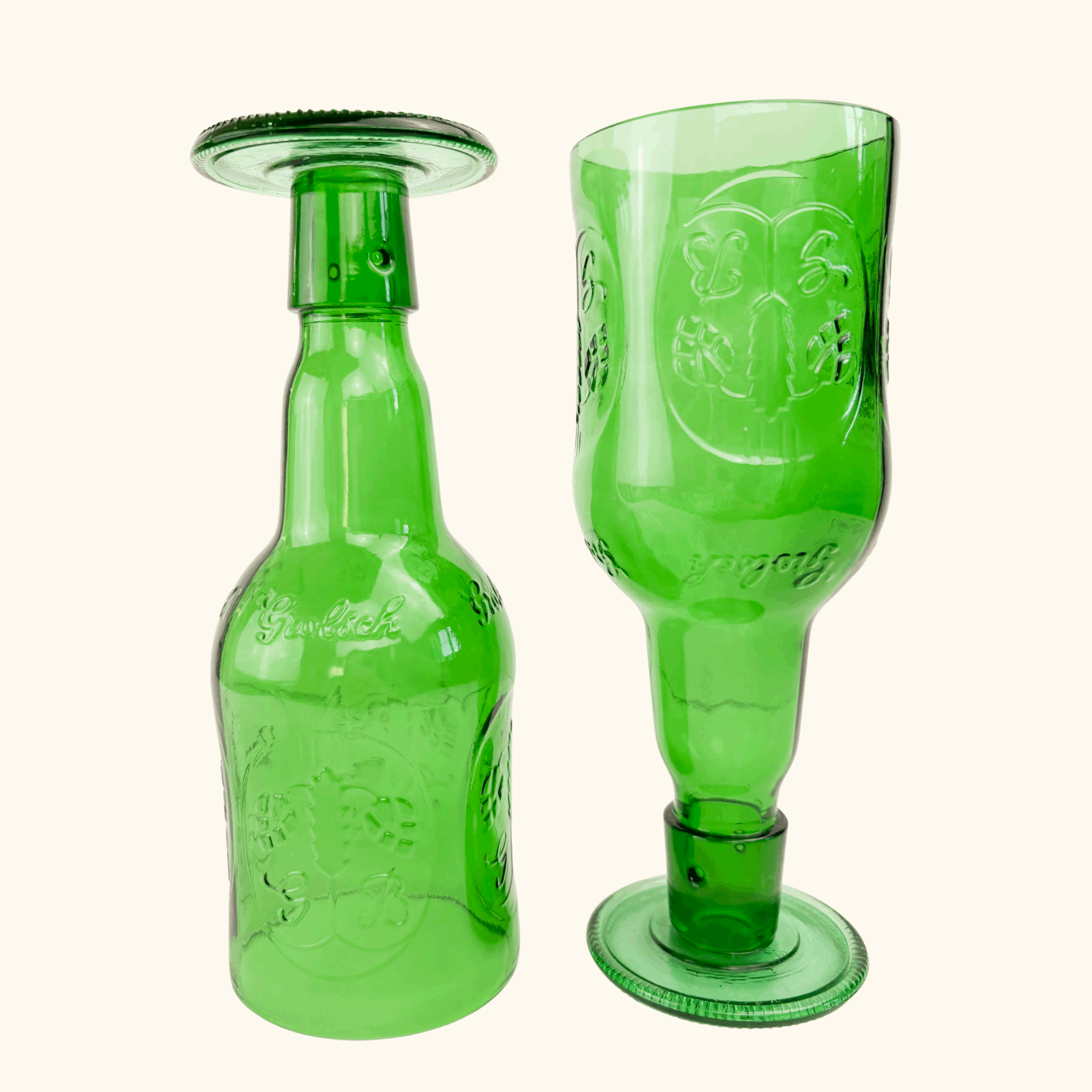 Grolsch Glass Green Bottle Wine Glasses - Set of 2 Sunshine Thrift