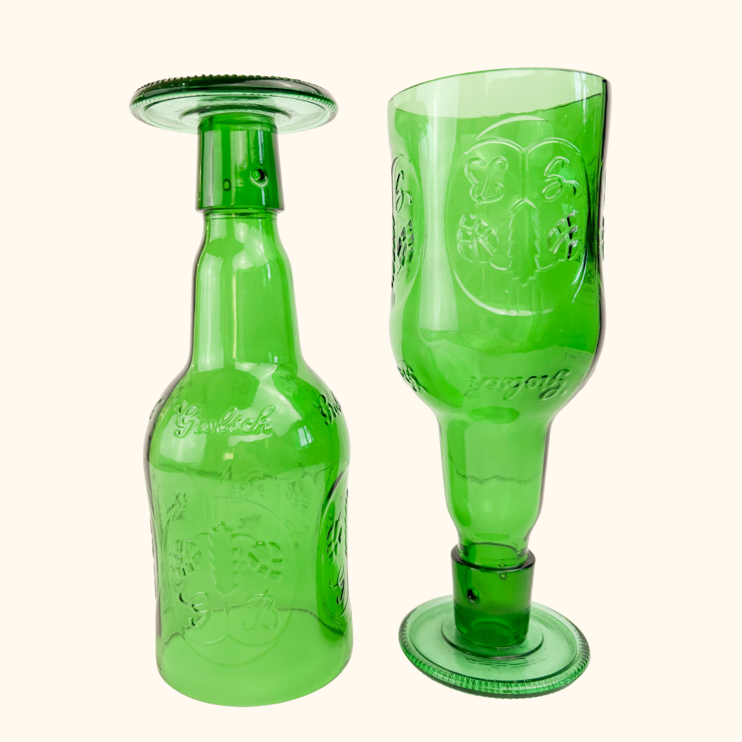 Grolsch Glass Green Bottle Wine Glasses - Set of 2 -  - Glassware
