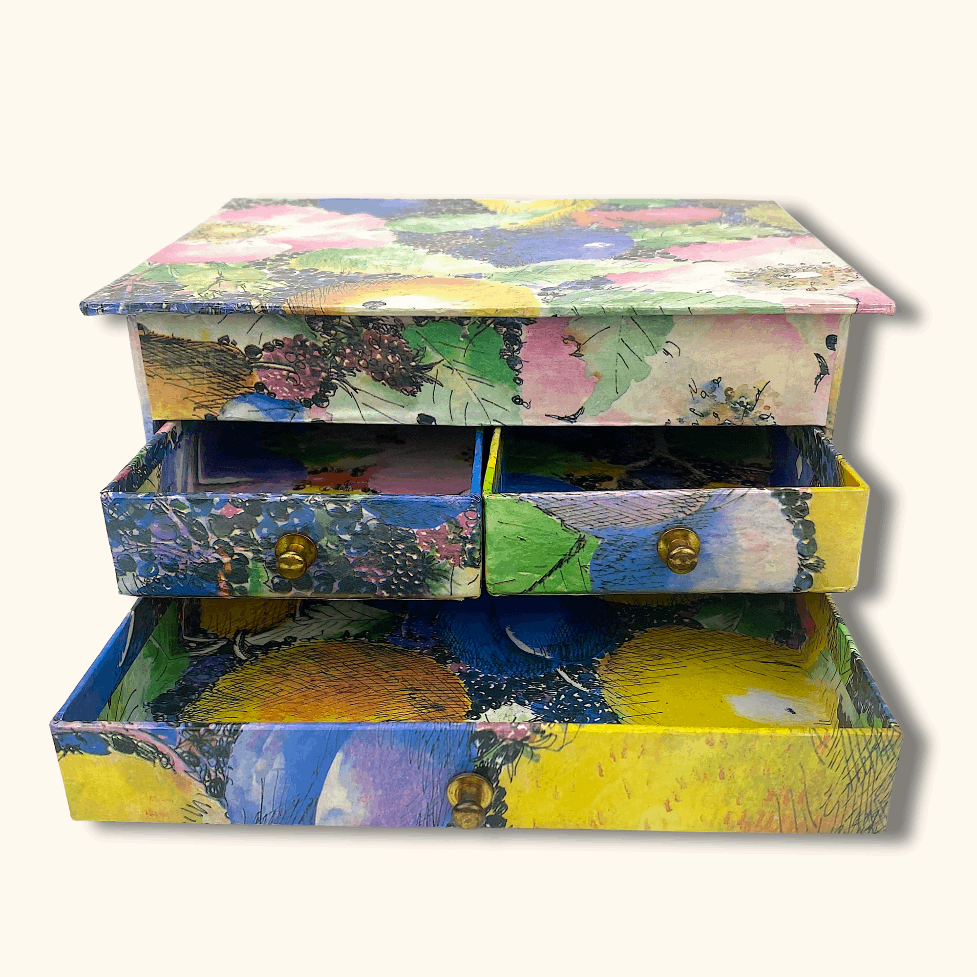 Colourful Paper Jewellery Box with Drawers and Mirror - Sunshine Thrift - Decoration