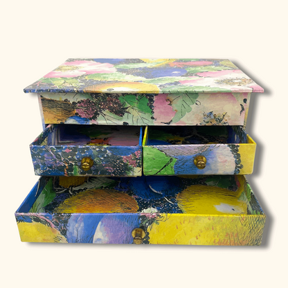 Colourful Paper Jewellery Box with Drawers and Mirror - Sunshine Thrift - Decoration