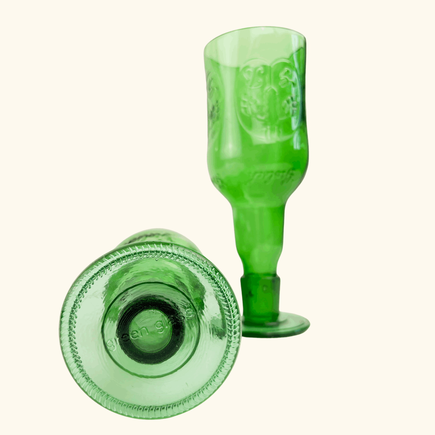 Grolsch Glass Green Bottle Wine Glasses - Set of 2 Sunshine Thrift