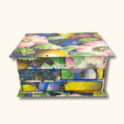 Colourful Paper Jewellery Box with Drawers and Mirror - Sunshine Thrift - Decoration