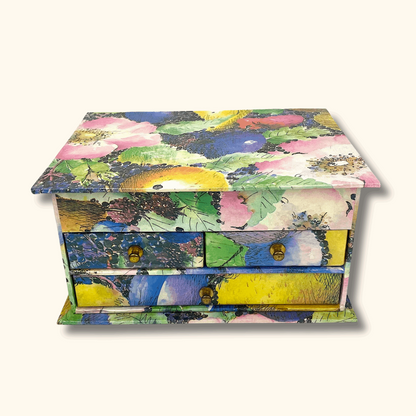 Colourful Paper Jewellery Box with Drawers and Mirror - Sunshine Thrift - Decoration