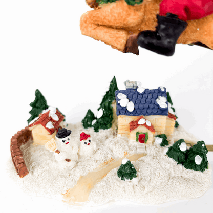 Vintage Flying Santa and Rudolph Christmas Ornament Boxed Sunshine Thrift