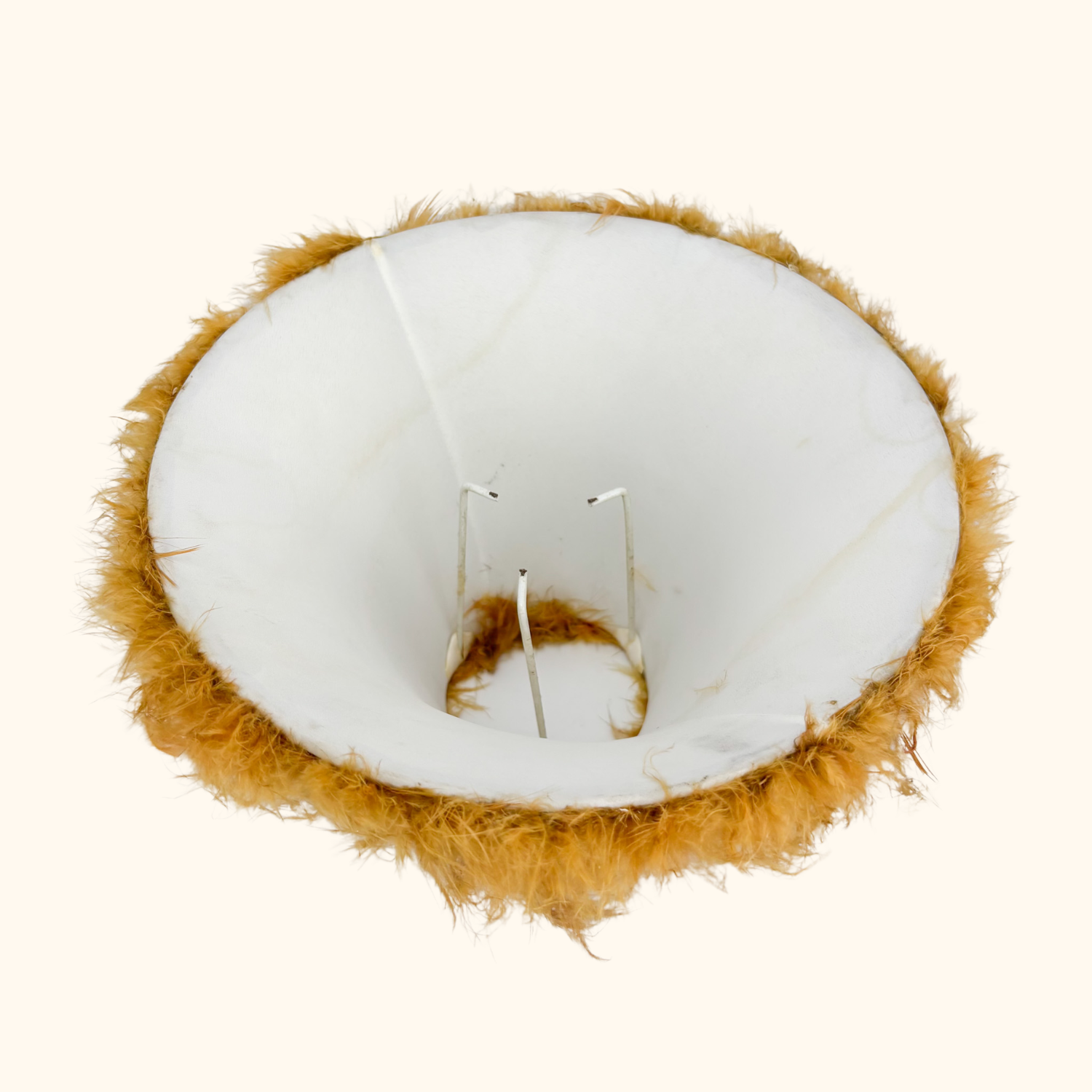 Brown Leather Lampshade Feather Trim Sunshine Thrift
