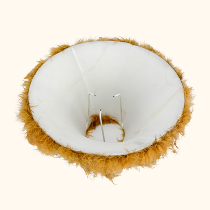 Brown Leather Lampshade Feather Trim Sunshine Thrift