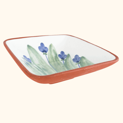 Simao Terracotta Lavender Pattern Square Serving Bowl Simao