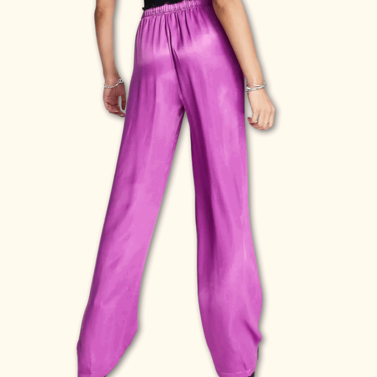 Bershka Purple High Rise Straight Leg Satin Trousers - Size Medium - Bershka - Trousers