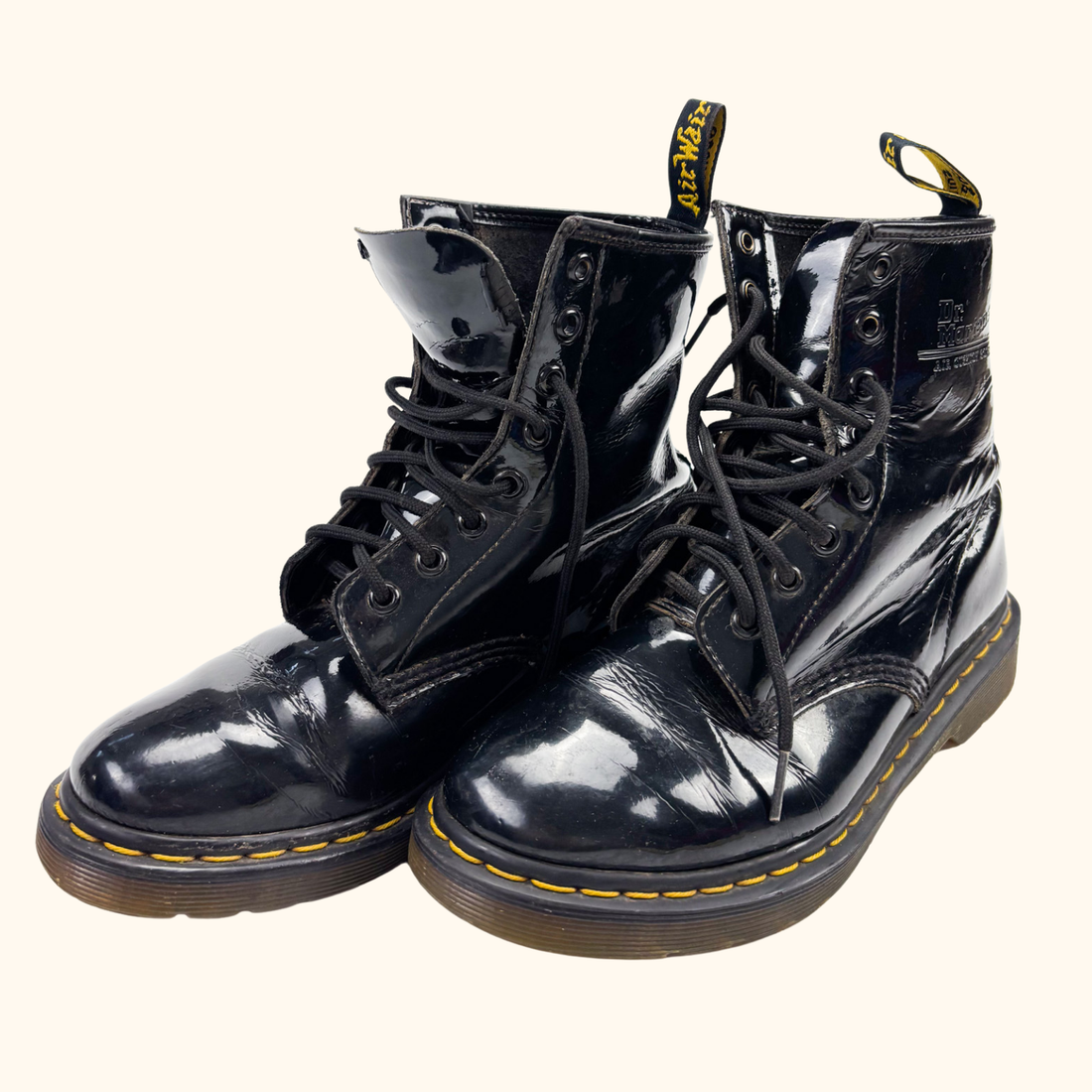 Dr Martens Black Patent Leather Boots - Size 5 Dr Martens