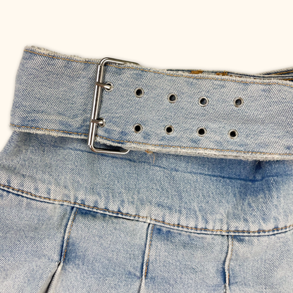 Zara Denim Pleated Mini Skirt - Size XL