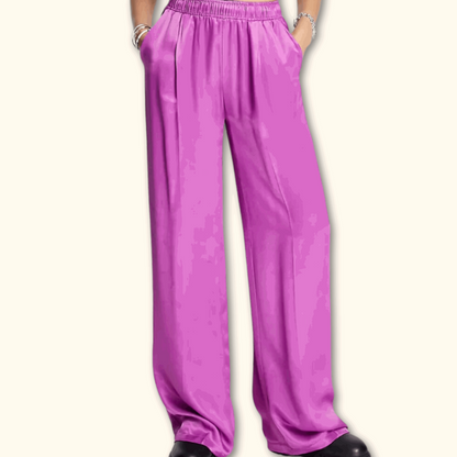 Bershka Purple High Rise Straight Leg Satin Trousers - Size Medium - Bershka - Trousers