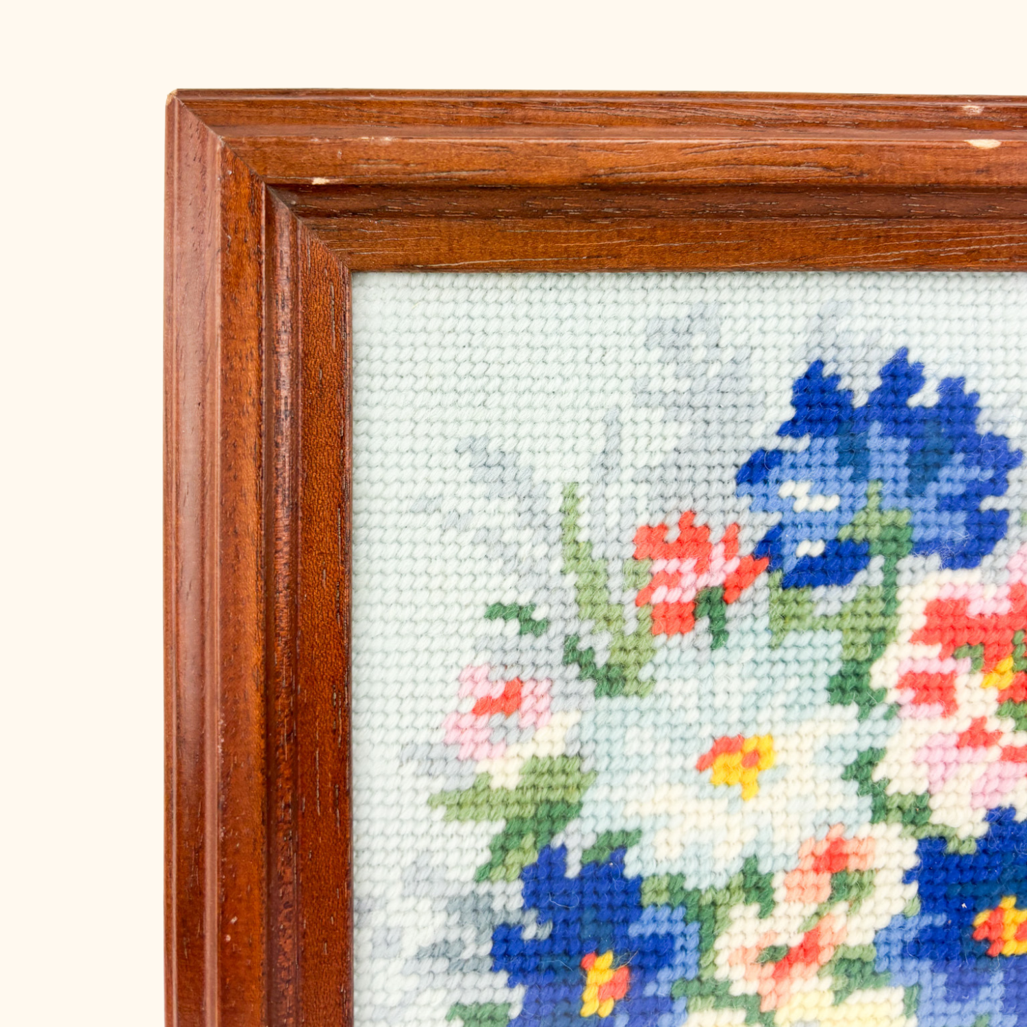 Floral Bouquet Framed Needlepoint Artwork Sunshine Thrift