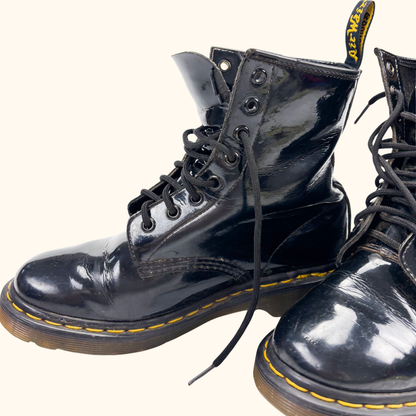 Dr Martens Black Patent Leather Boots - Size 5 Dr Martens