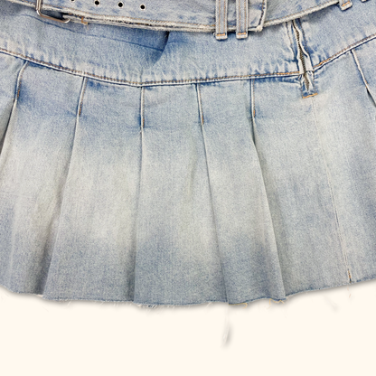 Zara Denim Pleated Mini Skirt - Size XL