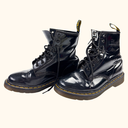 Dr Martens Black Patent Leather Boots - Size 5 Dr Martens