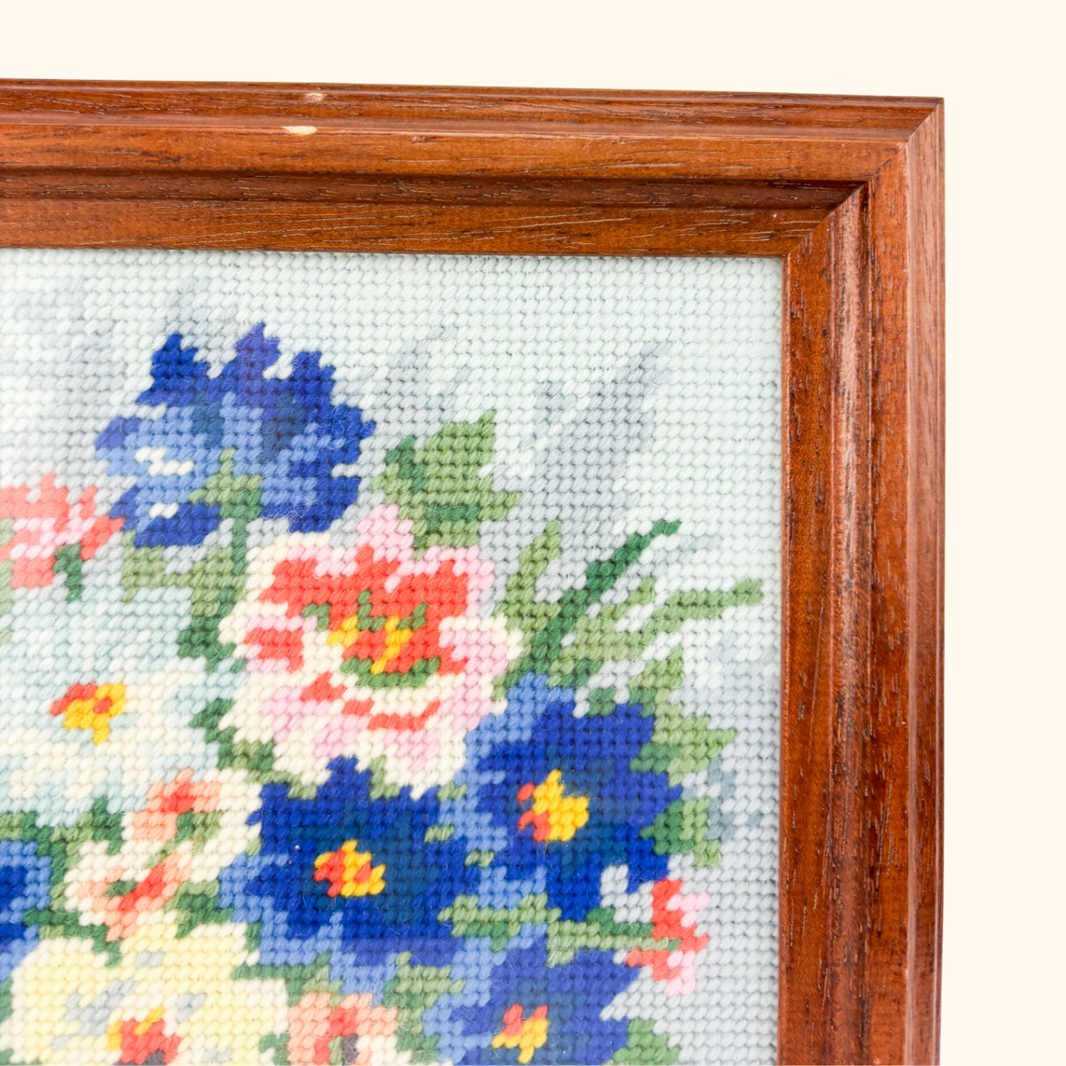Floral Bouquet Framed Needlepoint Artwork Sunshine Thrift