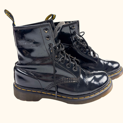 Dr Martens Black Patent Leather Boots - Size 5 Dr Martens