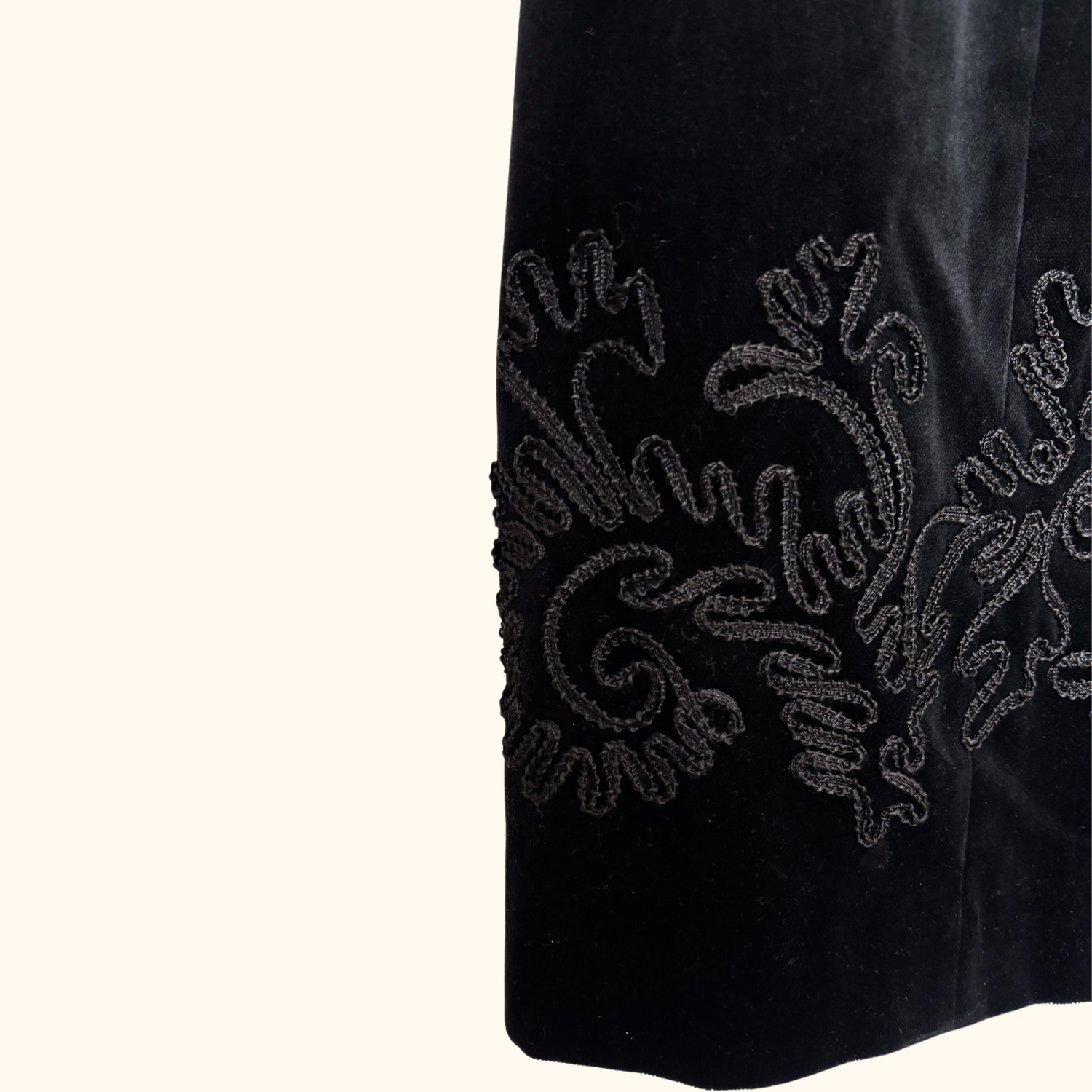 Laura Ashley Black Velvet Embroidered Short Dress - Size 18 Laura Ashley