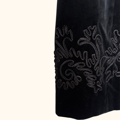 Laura Ashley Black Velvet Embroidered Short Dress - Size 18 Laura Ashley