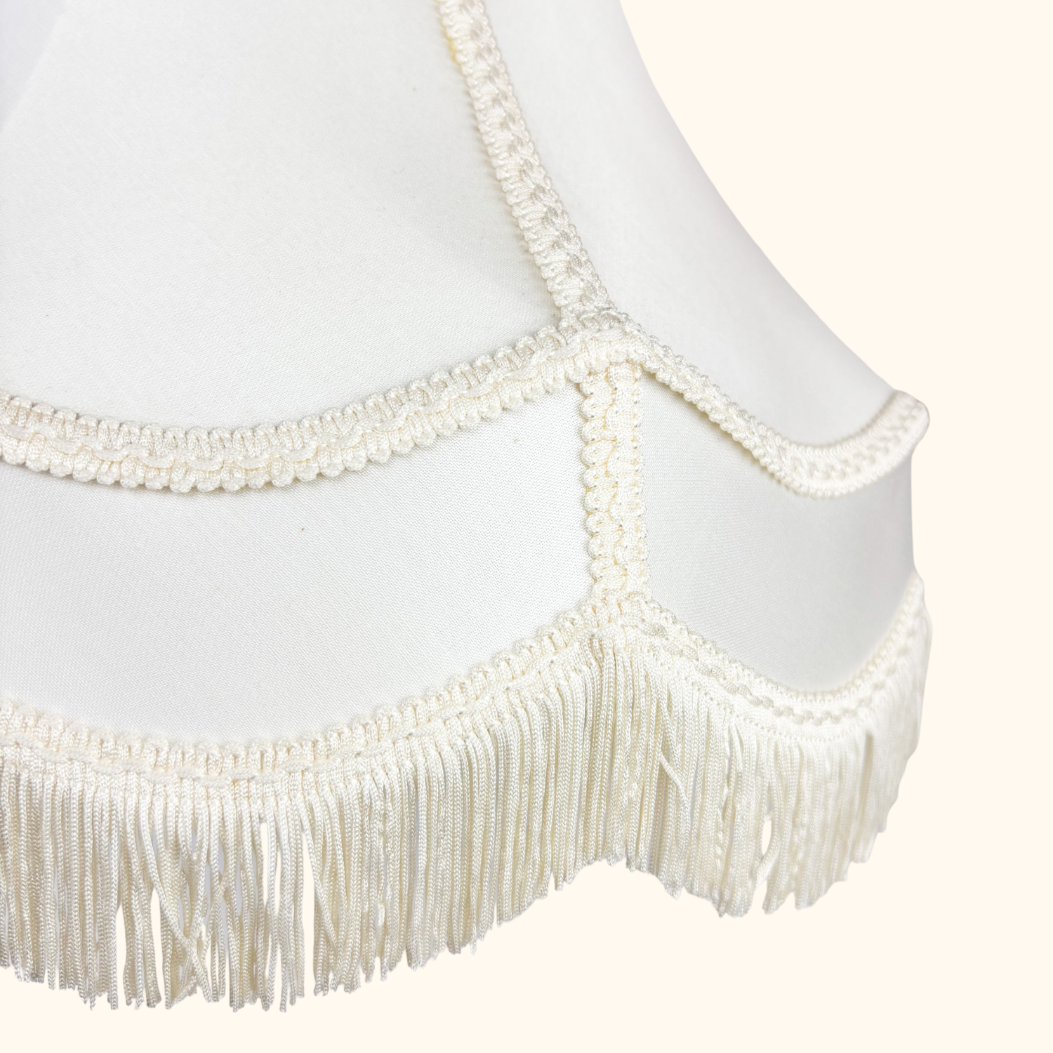 Large Cream Satin Fringe Bell Lampshade