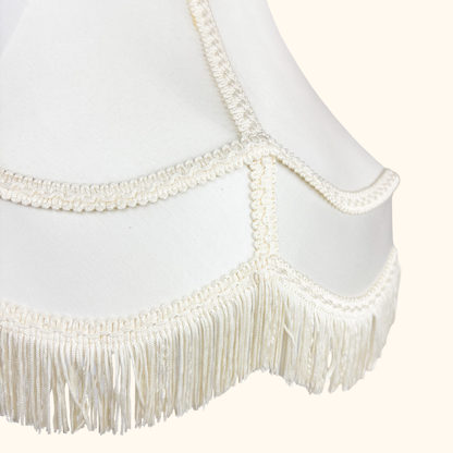 Large Cream Satin Fringe Bell Lampshade