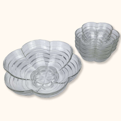 Clear Glass Flower Serving Bowls - Set of 5 - Sunshine Thrift - Kitchenware