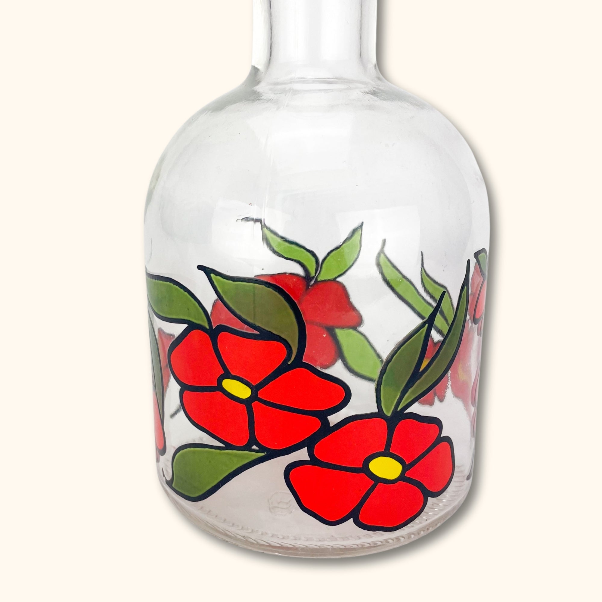 Red Flower Bottle Glass Vase - Sunshine Thrift - Vases