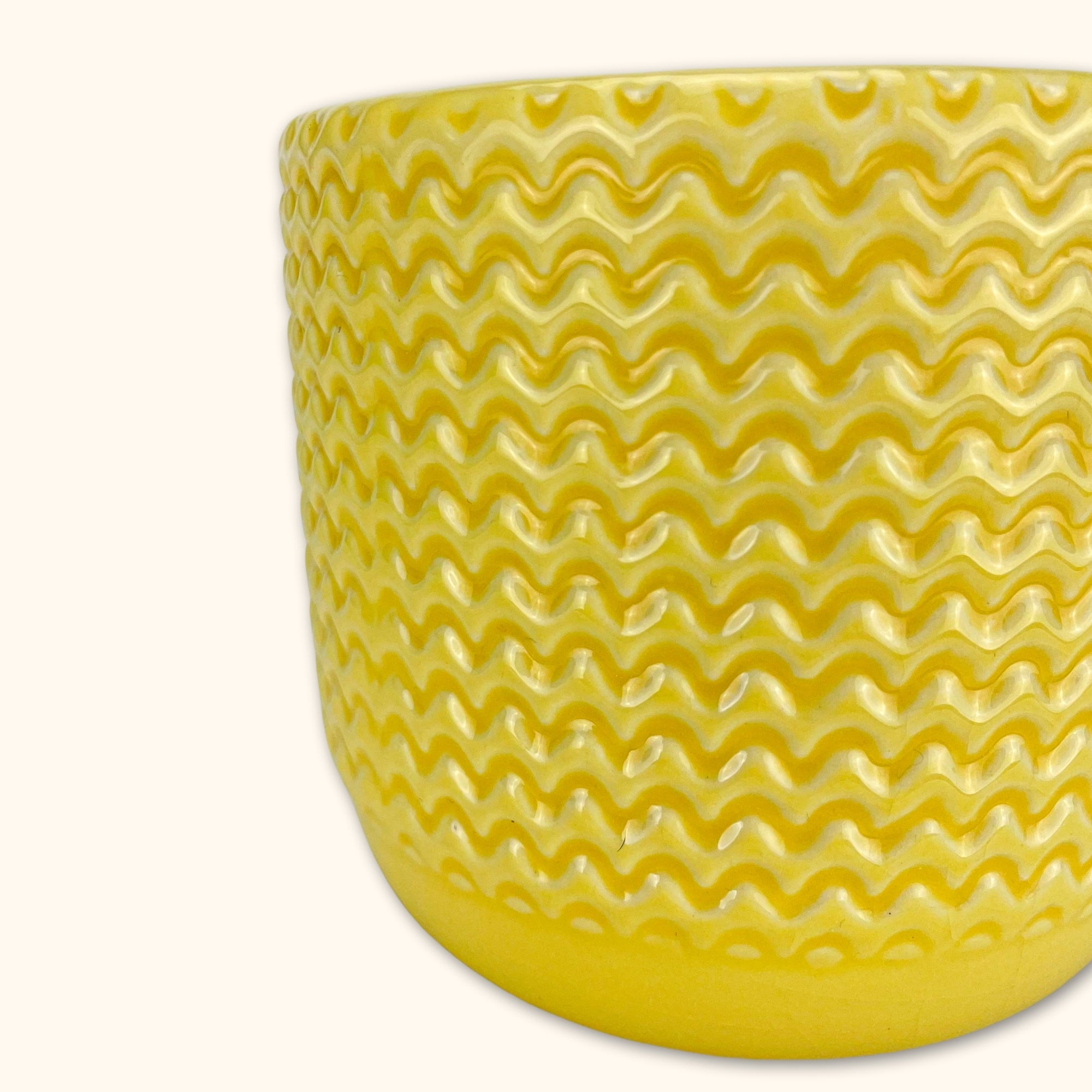 Yellow Zig Zag Small Plant Pot - Sunshine Thrift - Plant pots