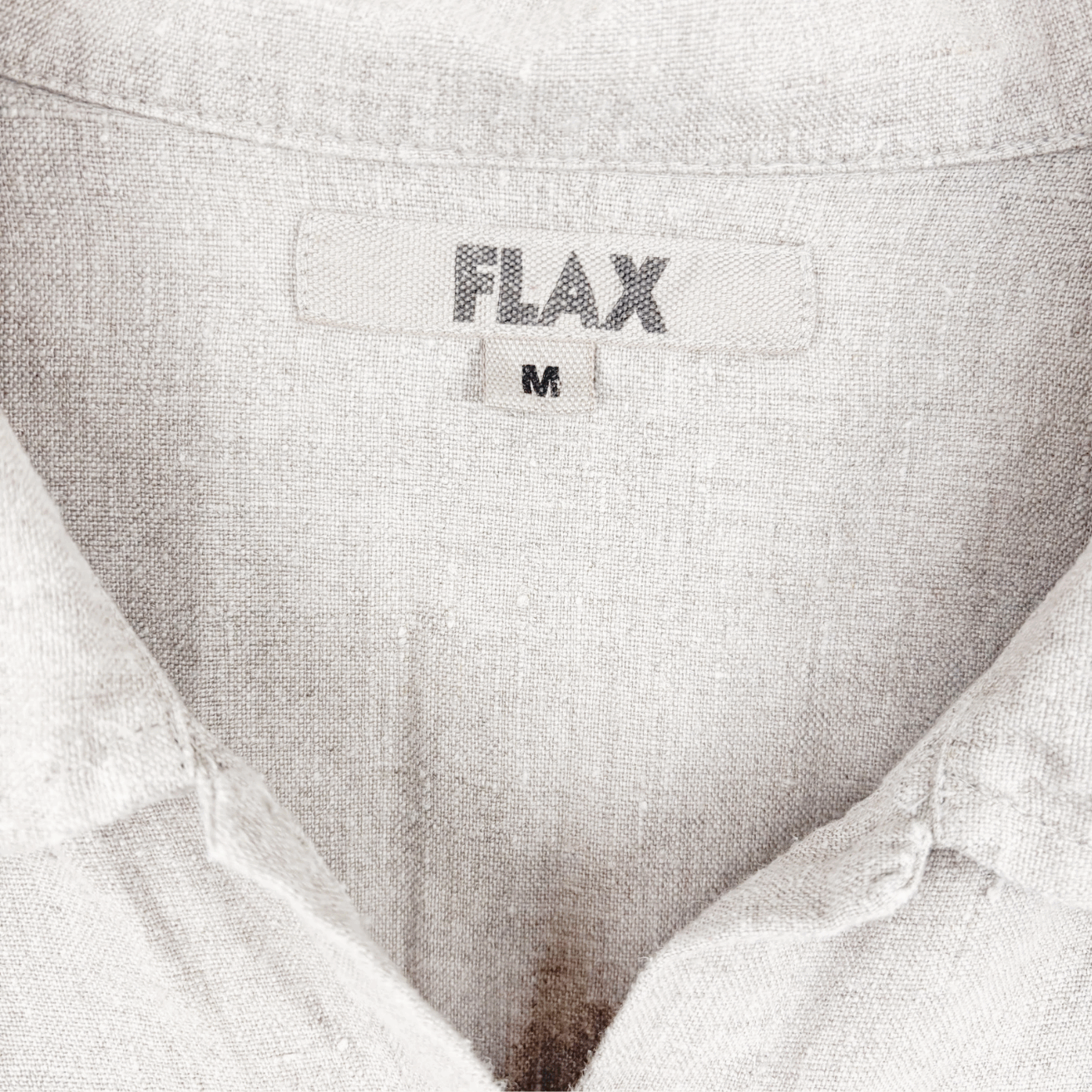 Flax 100% Linen Beige Short Sleeve Blouse - Size Medium Flax