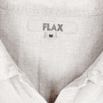 Flax 100% Linen Beige Short Sleeve Blouse - Size Medium Flax