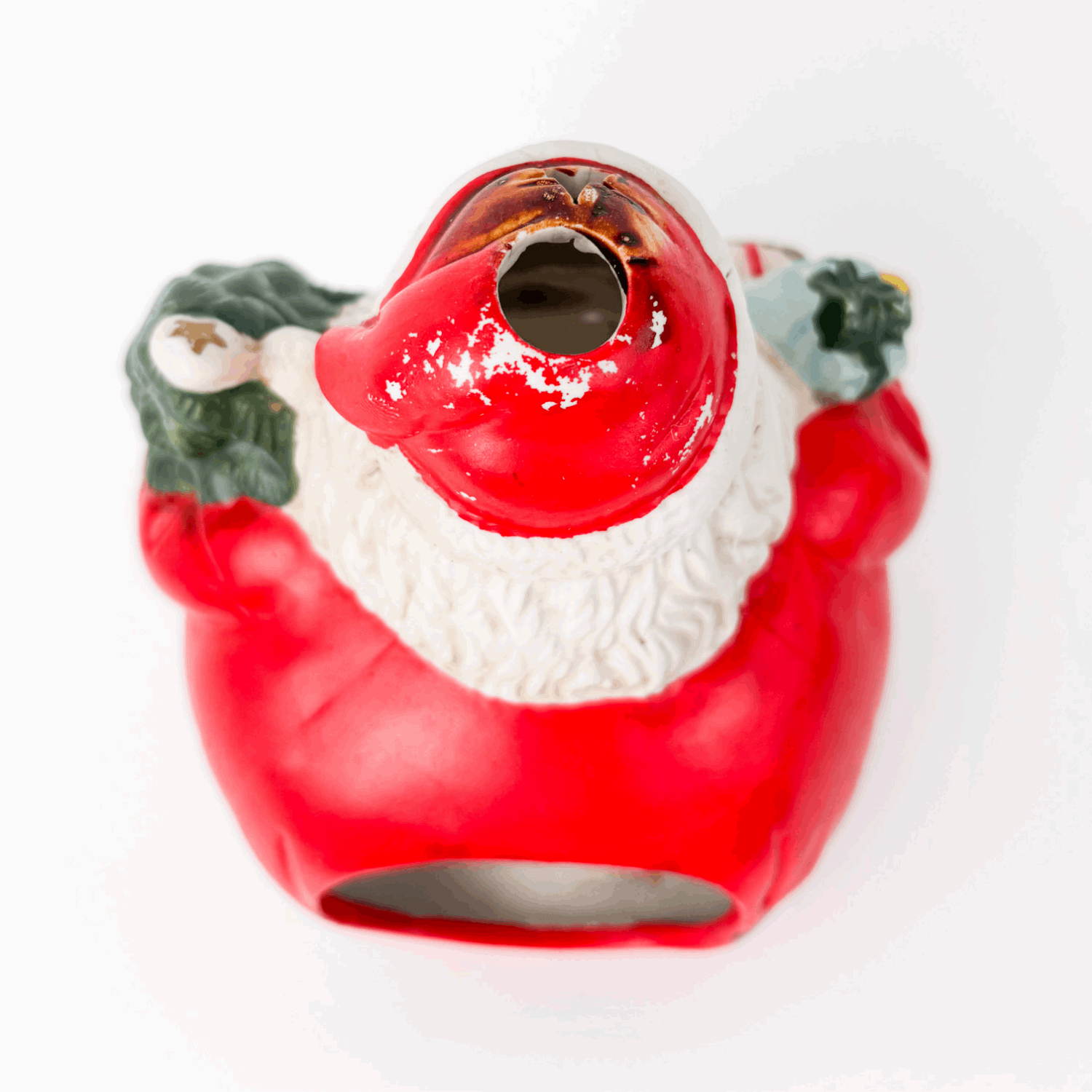 Vintage Father Christmas Ceramic Tea Light Candle Holder Sunshine Thrift