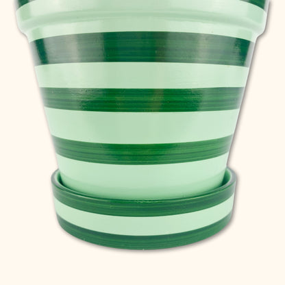 Green Striped Plant Pot -  - Plant pots