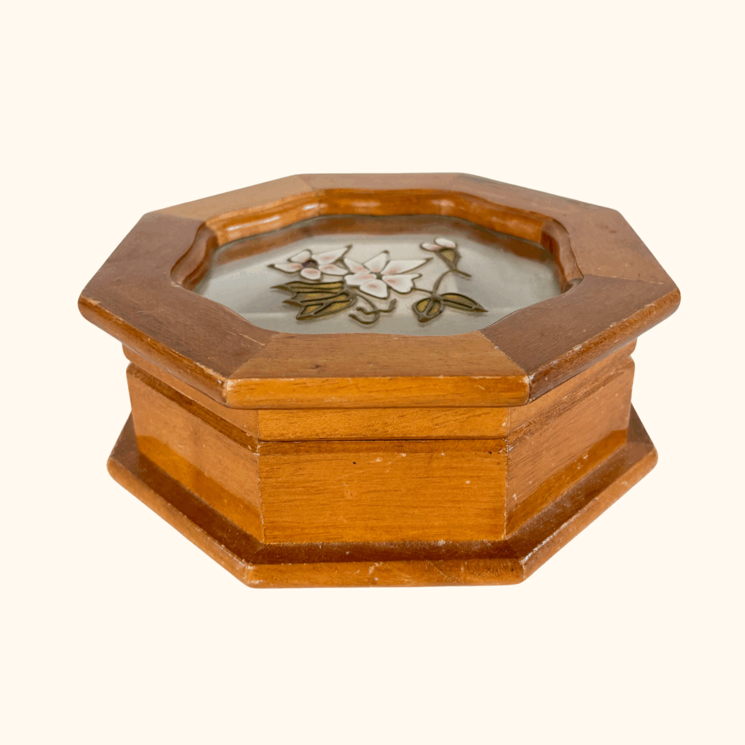 Mele Stained Glass Floral Wood Jewellery Box Mele