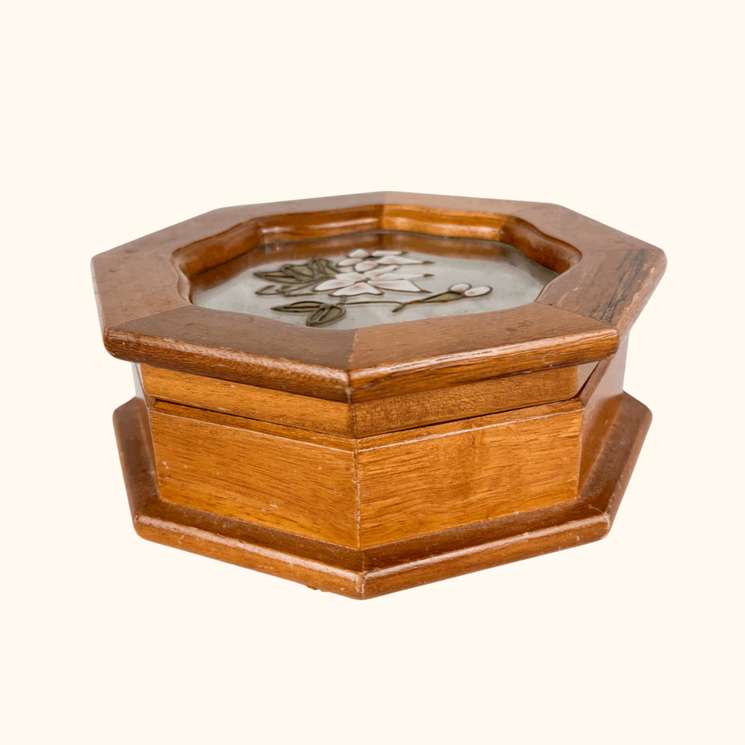 Mele Stained Glass Floral Wood Jewellery Box Mele