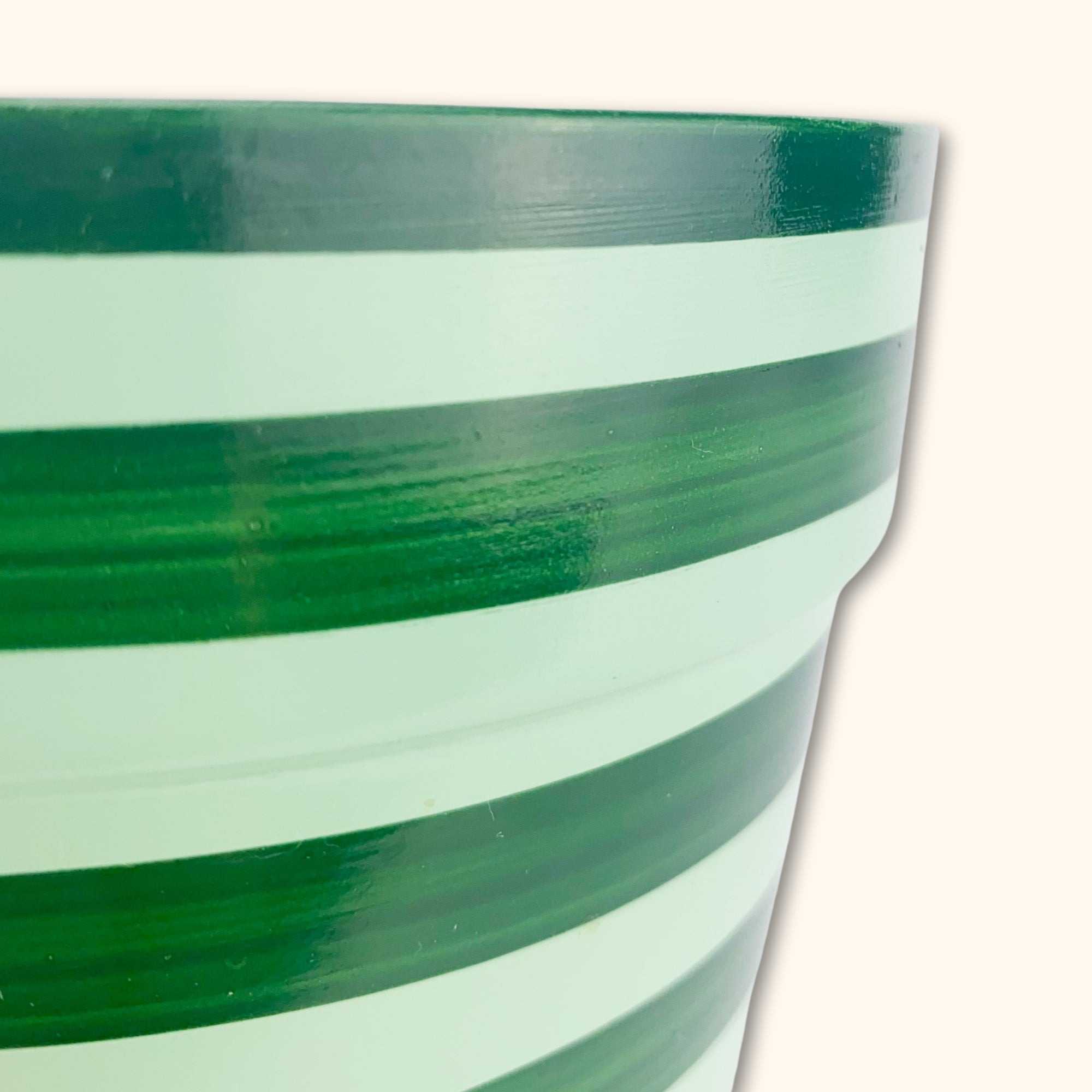 Green Striped Plant Pot -  - Plant pots