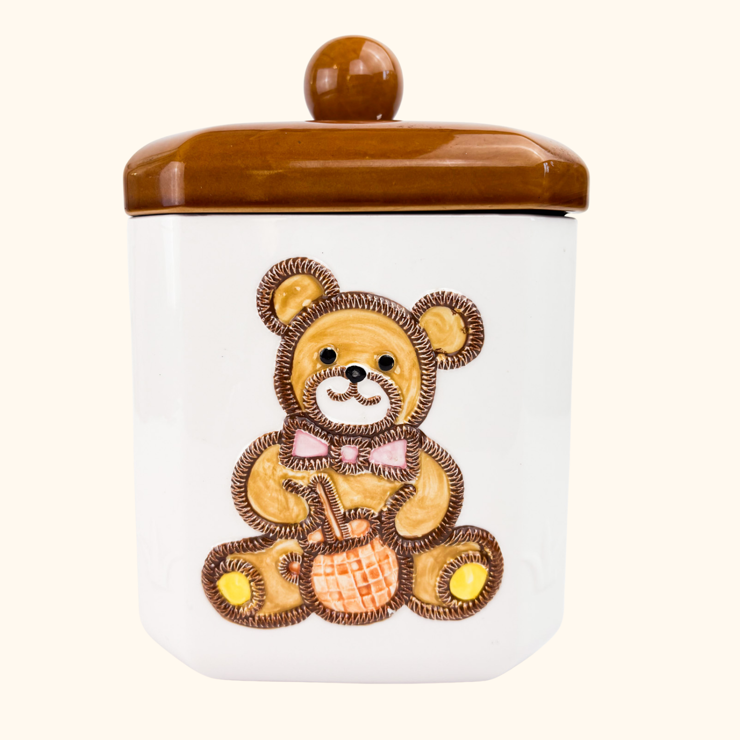Japanese Made Ceramic Teddy Bear Cookie Jar Sunshine Thrift