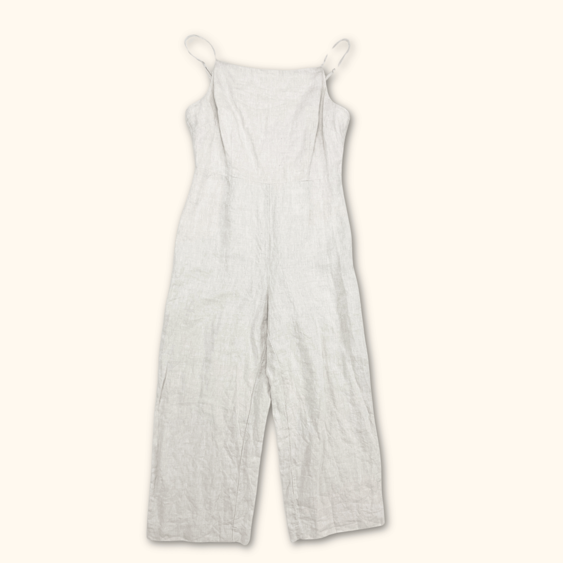 H&amp;M Beige 100% Linen Jumpsuit - Size Medium