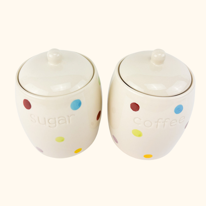 Rainbow Polka Dot Coffee Sugar Storage Jars Sunshine Thrift